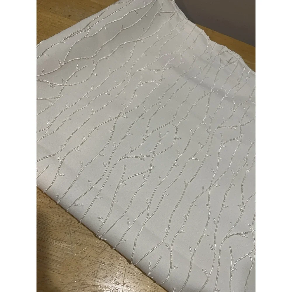 JCPenney Home Embroidered‎ Shower Curtain Fabric Leave Vine Garden Cream